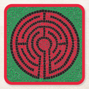 LABYRINTH IX Square Paper Coasters