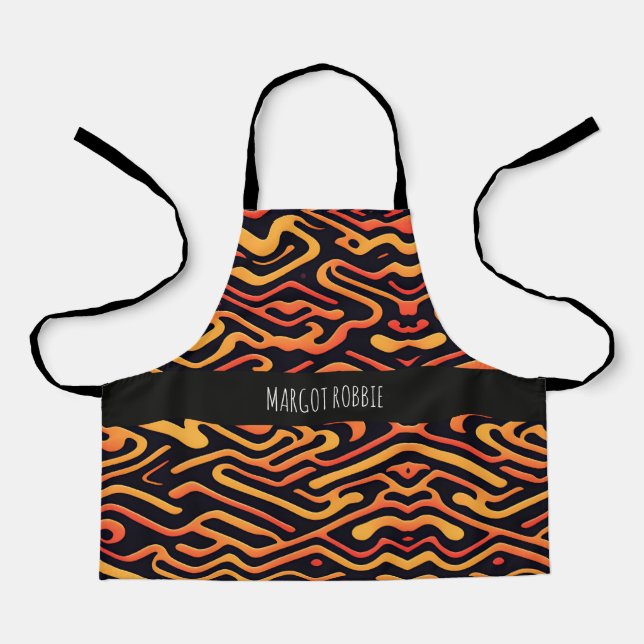 Labyrinth logrus Mystical Orange Geometric Pattern Apron (Front)