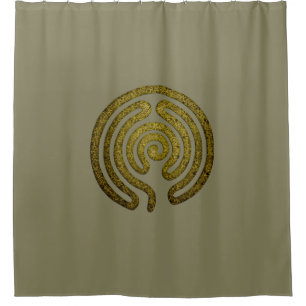 Labyrinth / maze - antique metal + your backgr. shower curtain