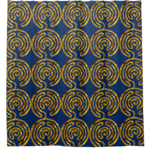 Labyrinth / maze - GOLD + your backgr. & ideas Shower Curtain