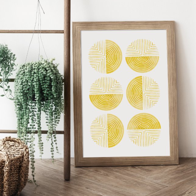 Labyrinth Modern Circle Art Print - Honey (Creator Uploaded)