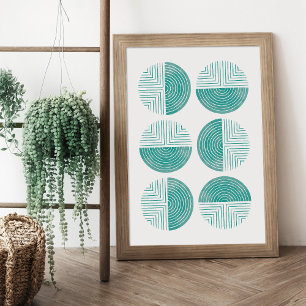 Labyrinth Modern Circle Art Print - Jade