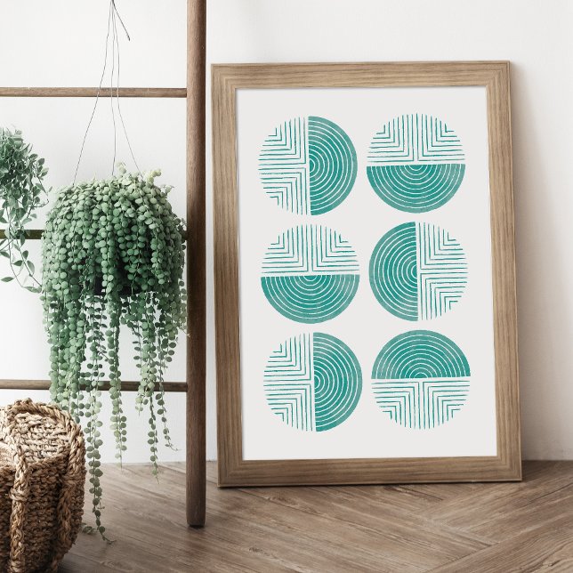Labyrinth Modern Circle Art Print - Jade (Creator Uploaded)