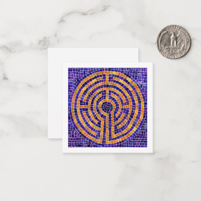 LABYRINTH MOSAIC 2.5" Square Flat Card / White (Front/Back In Situ)