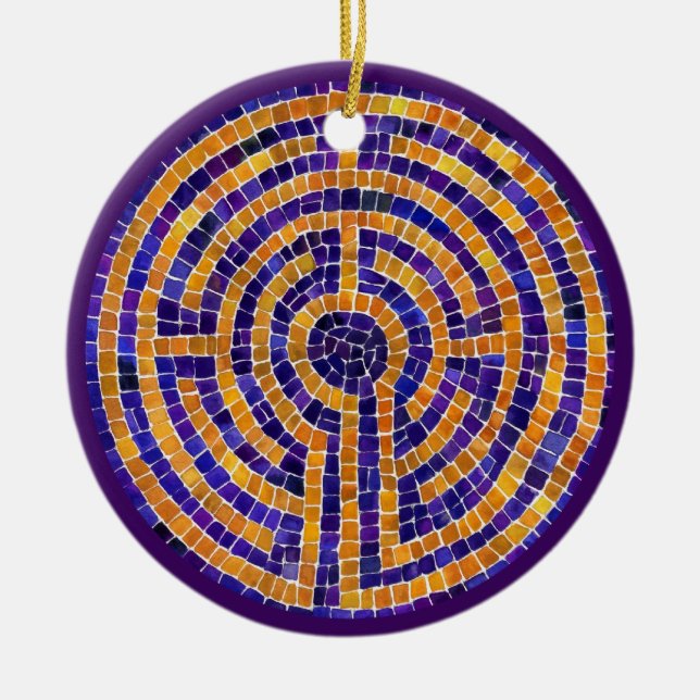 LABYRINTH MOSAIC Ceramic Circle Ornament (Front)