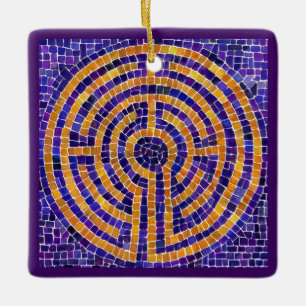 LABYRINTH MOSAIC Ceramic Square Ornament