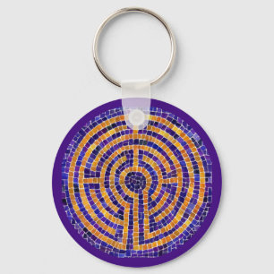 LABYRINTH MOSAIC Metal Round Keychain