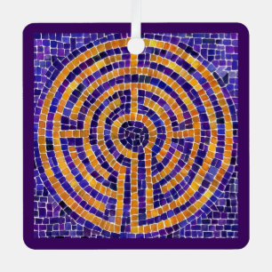 LABYRINTH MOSAIC Metal Square Ornament