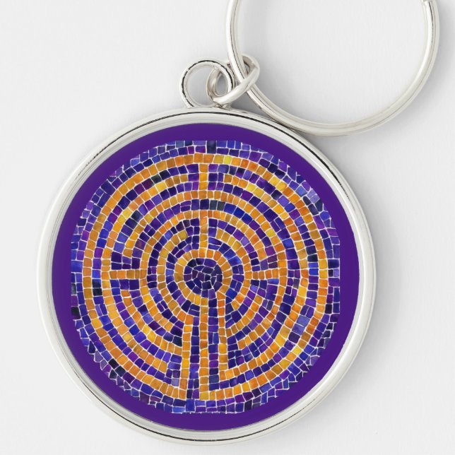 LABYRINTH MOSAIC Premium Round Keychain (Front)