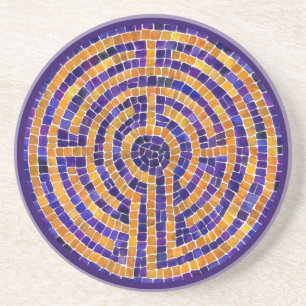 LABYRINTH MOSAIC Sandstone Coaster - Purple