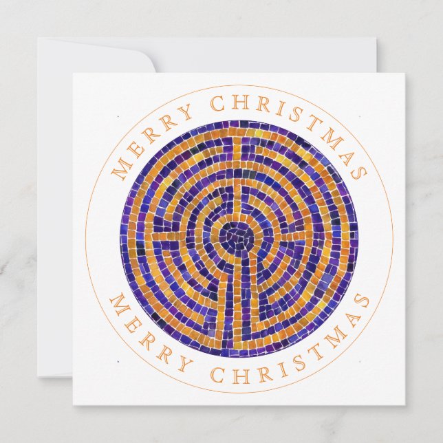LABYRINTH MOSAIC Square Flat Christmas Card (Front)