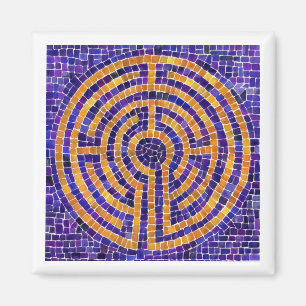 LABYRINTH MOSAIC Square Magnet - White