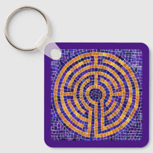 LABYRINTH MOSAIC Square Metal Keychain