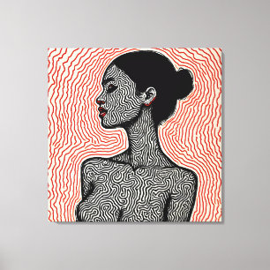 Labyrinth of Her Awakening – A Minimalist Portrait Canvas Print