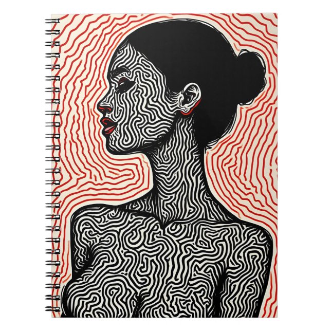 Labyrinth of Her Awakening – A Minimalist Portrait Notebook (Front)
