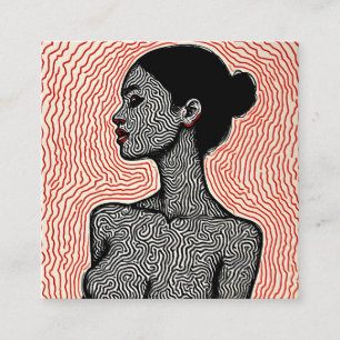 Labyrinth of Her Awakening – A Minimalist Portrait Square Business Card