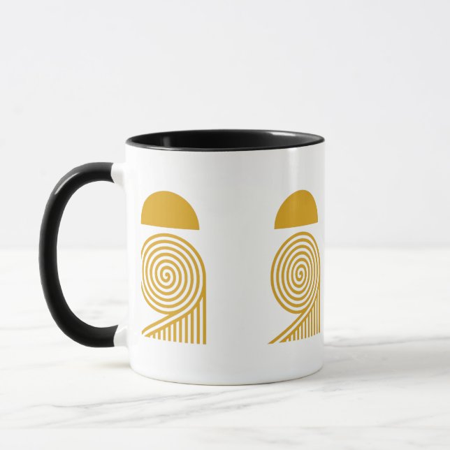 Labyrinth of Light – Sun and Golden Spiral Mug (Left)