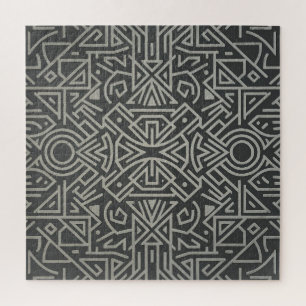 Labyrinth of Lines Tribal Geometric Pattern Jigs Jigsaw Puzzle