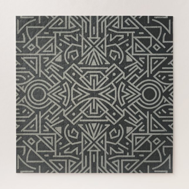 Labyrinth of Lines | Tribal Geometric Pattern Jigs Jigsaw Puzzle (Vertical)