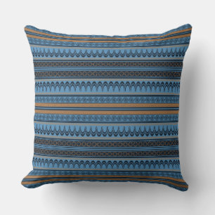 Labyrinth of Luxury: Minoan Sky Blue Throw Pillow