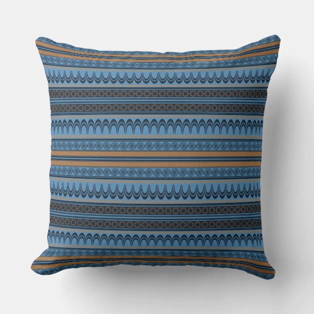Labyrinth of Luxury: Minoan Sky Blue Throw Pillow (Front)