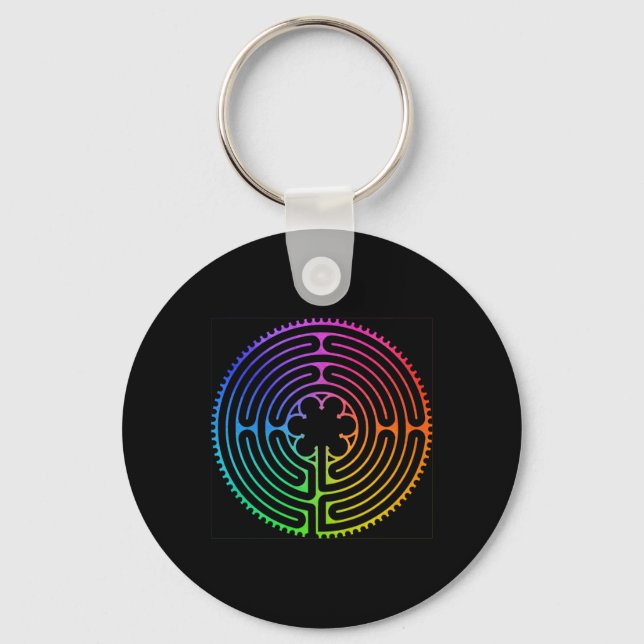 Labyrinth Rainbow Chartres Labyrinth Maze Yoga Des Key Ring (Front)
