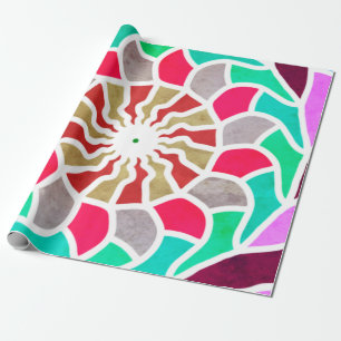 Labyrinth Sun Mandala Pattern Wrapping Paper