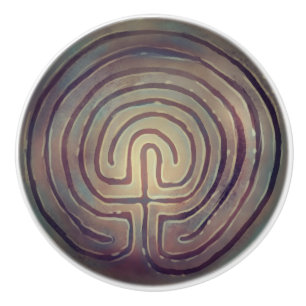 Labyrinth Symbol  Ceramic Knob