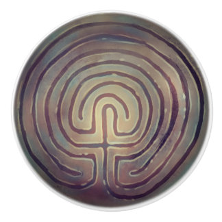 Labyrinth Symbol Ceramic Knob