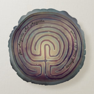 Labyrinth Symbol Round Cushion