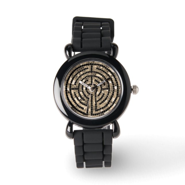 LABYRINTH V Black Silicone Watch (Front)
