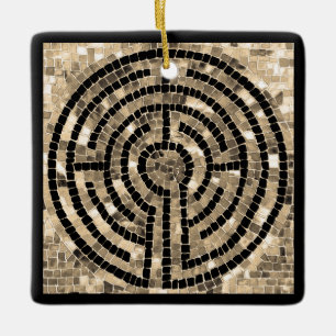 LABYRINTH V Ceramic Square Ornament