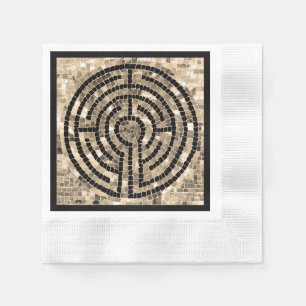 LABYRINTH V Coined Cocktail Paper Napkin - Black