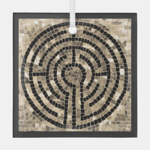 LABYRINTH V Glass Square Ornament