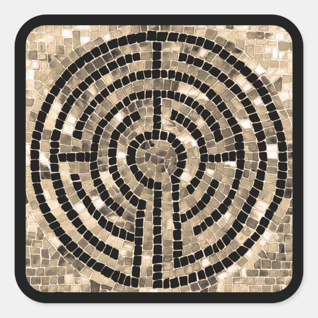 LABYRINTH V Large Square Stickers - Black (Front)