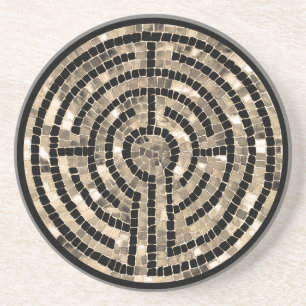 LABYRINTH V Sandstone Coaster - Black