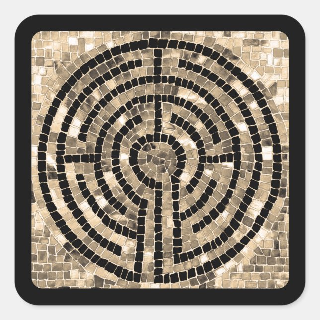 LABYRINTH V Small Square Stickers - Black (Front)