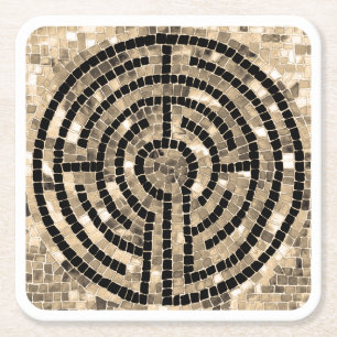 LABYRINTH V Square Paper Coasters - White