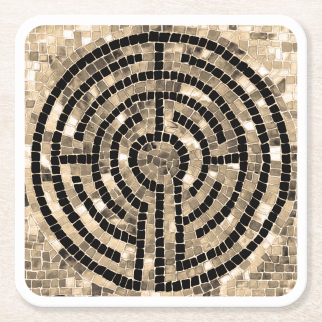 LABYRINTH V Square Paper Coasters - White (Front)