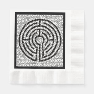 LABYRINTH VII Coined Lunch Paper Napkin - Black