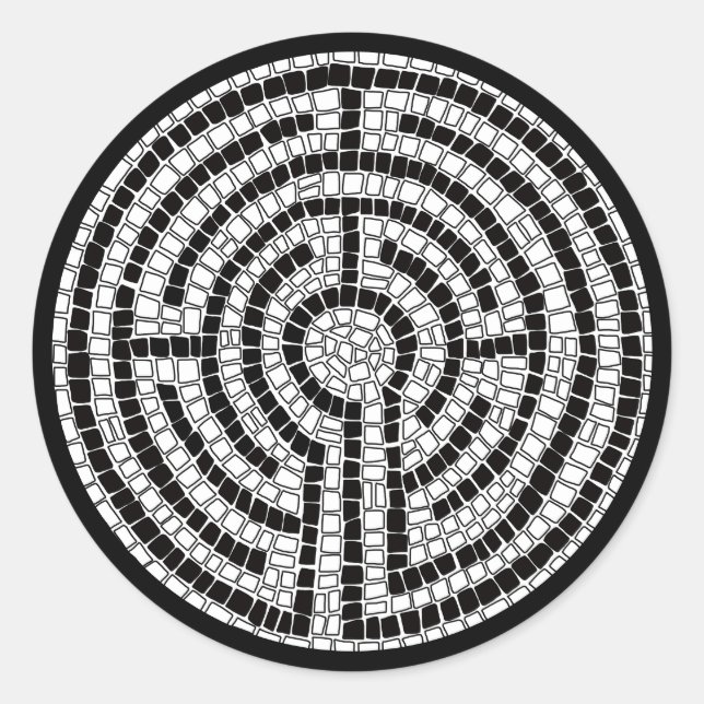 LABYRINTH VII Large Round Stickers - Black (Front)
