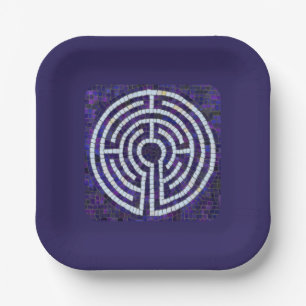 LABYRINTH VIII 7" Square Paper Plates - Violet