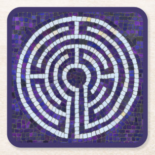 LABYRINTH VIII Square Paper Coasters - Violet