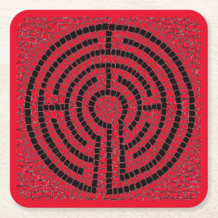 LABYRINTH X Square Paper Coasters