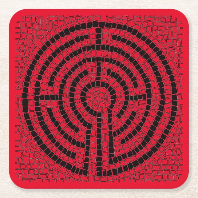 LABYRINTH X Square Paper Coasters (Front)