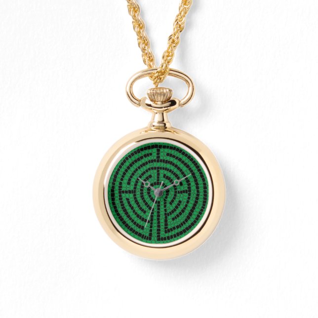 LABYRINTH XI Gold Necklace Watch (Front)