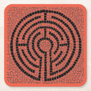 LABYRINTH XII Square Paper Coasters