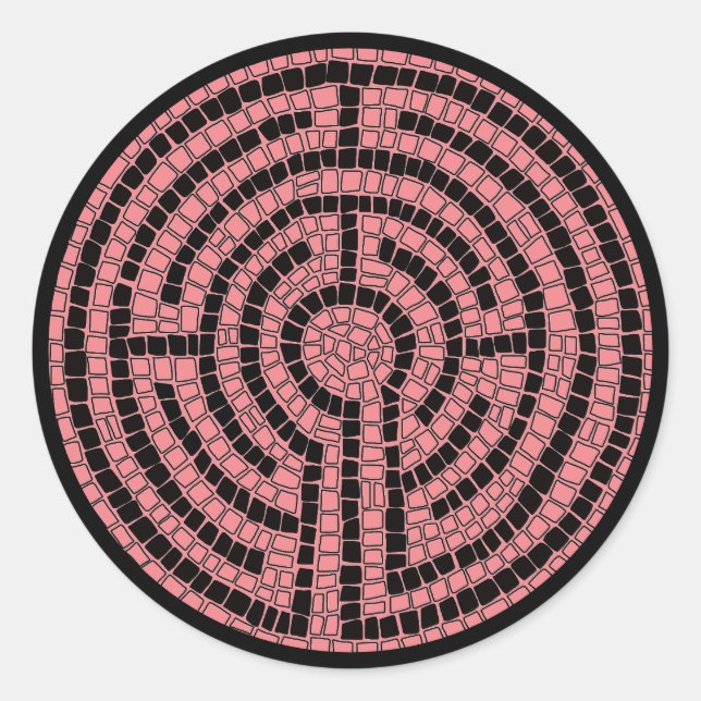 LABYRINTH XVI Large Round Stickers / Black (Front)