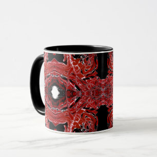 Labyrinthine Red Abstract Acrylic Fluid Art Mug