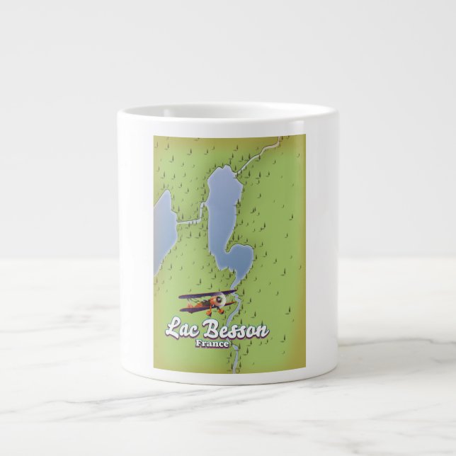 Lac Besson France map travel poster Large Coffee Mug (Front)